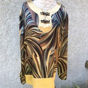Kaelyn Max II multicolored long sleeve silky blouse